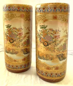 Vintage 'Satsum' Ceramic Chinoiserie Style Tall Vases/ Umbrella Stands- A Pair 14 Vintage 'Satsum' Ceramic Chinoiserie Style Tall Vases/ Umbrella Stands- A Pair -Chairish Shop vintage satsum ceramic chinoiserie style tall vases umbrella stands a pair 5783 scaled