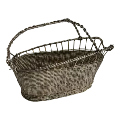 Vintage Silver-Plate Wine Bottle Basket Holder