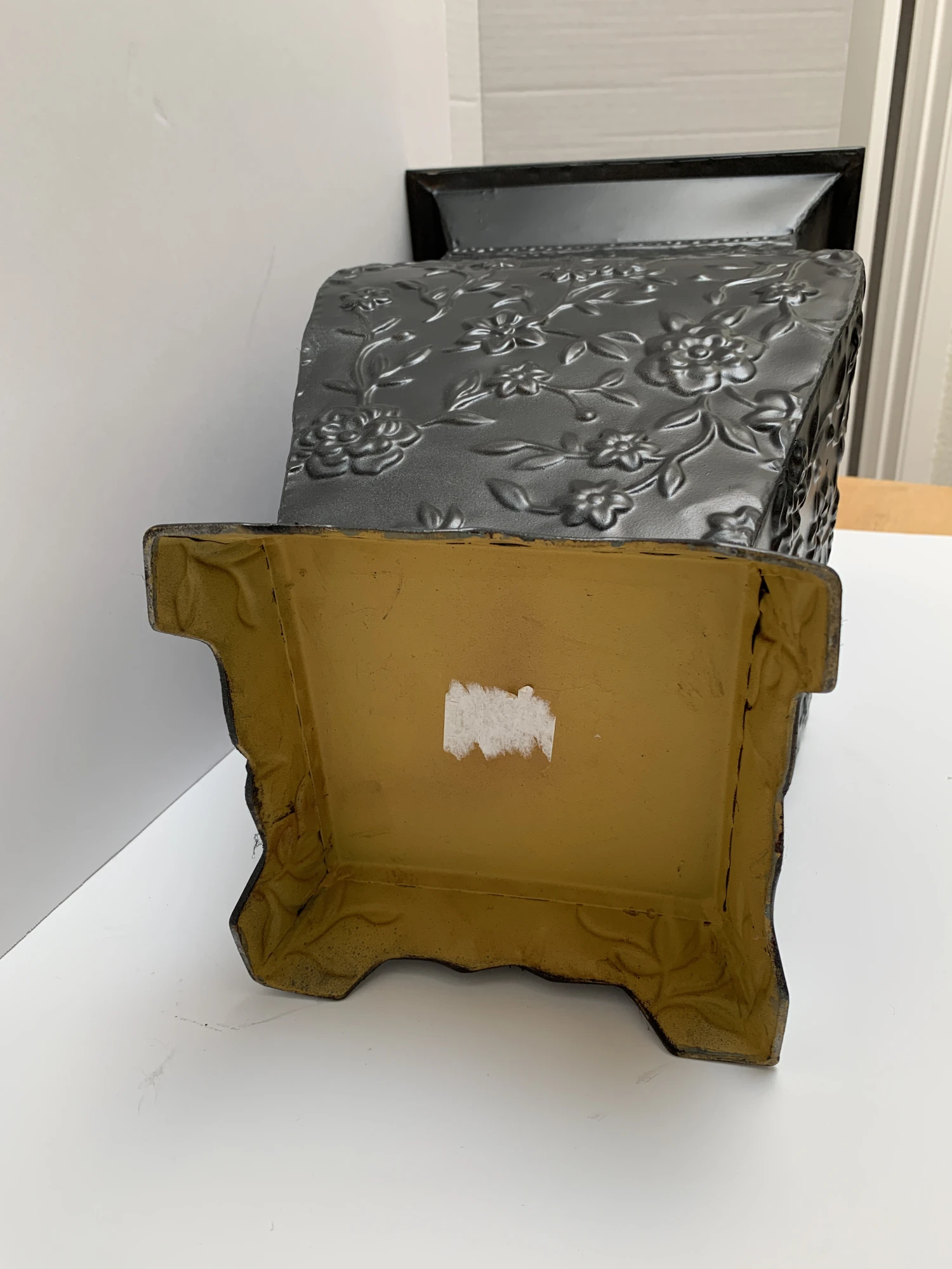 Vintage Textured Metal Umbrella Holder Or Plant Vessel 2 Vintage Textured Metal Umbrella Holder Or Plant Vessel - Image 2