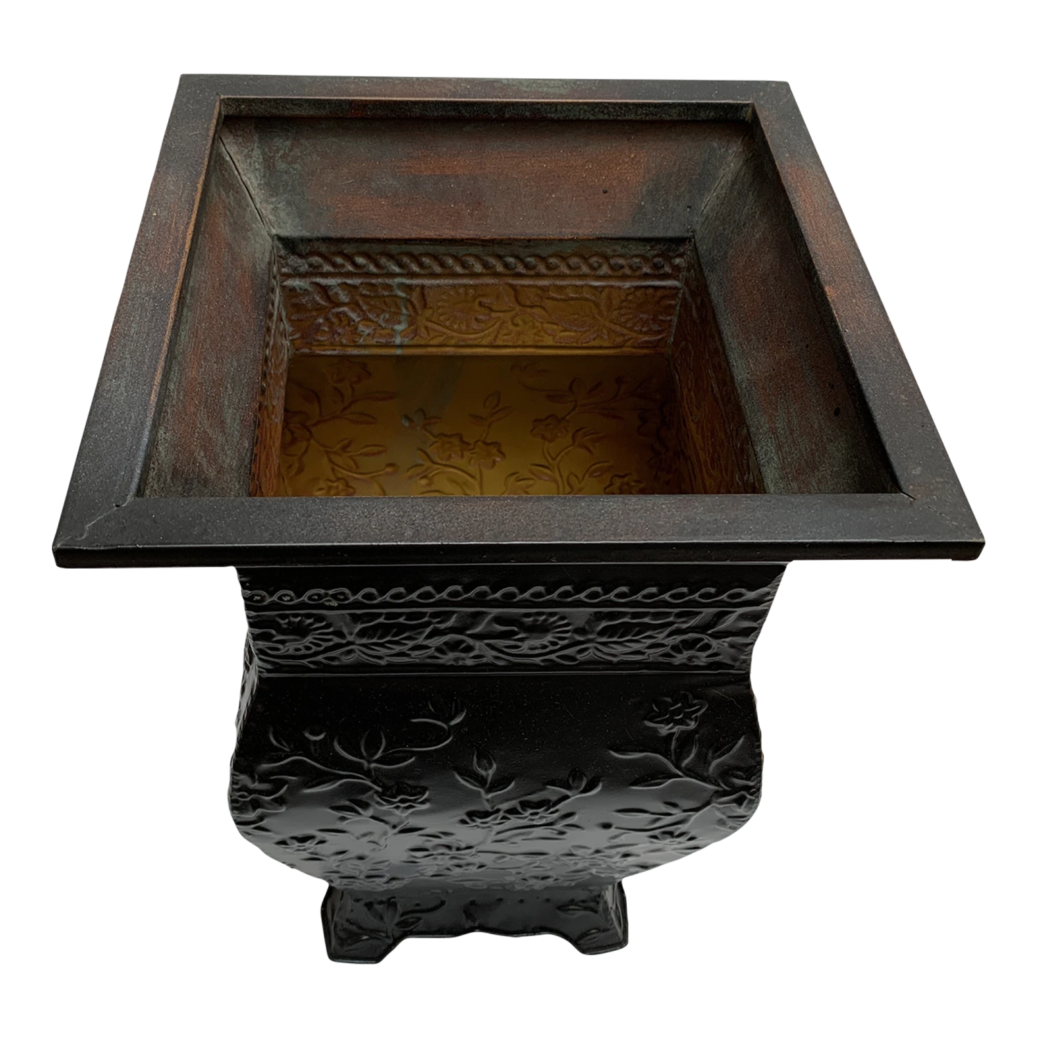 Vintage Textured Metal Umbrella Holder Or Plant Vessel 1 Vintage Textured Metal Umbrella Holder Or Plant Vessel