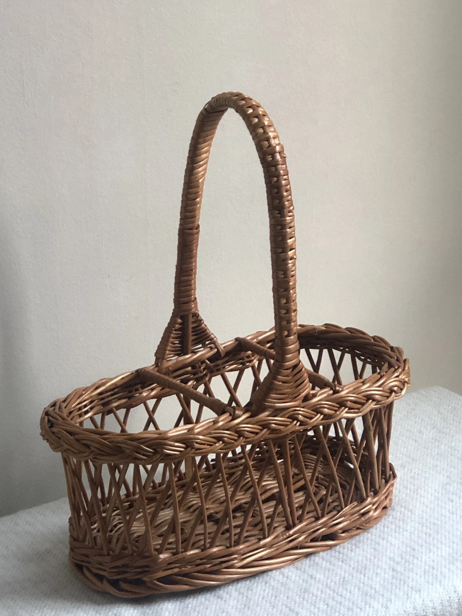 Vintage Three Bottle Wicker Wine Carrier 2 Vintage Three Bottle Wicker Wine Carrier - Image 2