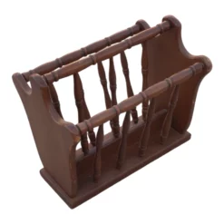 Vintage Turned Wood Colonial Style Espresso Stained Magazine Rack With Center Handle 15 Vintage Turned Wood Colonial Style Espresso Stained Magazine Rack With Center Handle -Chairish Shop vintage turned wood colonial style espresso stained magazine rack with center handle 9040