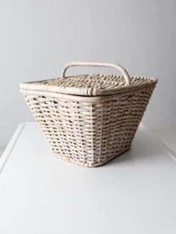 Vintage White Wicker Basket 19 Vintage White Wicker Basket -Chairish Shop vintage white wicker basket 0701