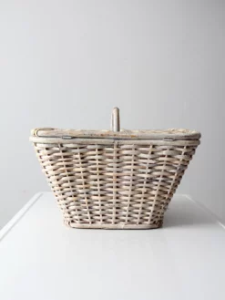 Vintage White Wicker Basket 13 Vintage White Wicker Basket -Chairish Shop vintage white wicker basket 1192