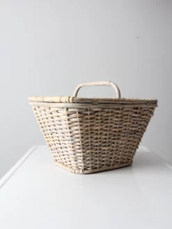 Vintage White Wicker Basket 14 Vintage White Wicker Basket -Chairish Shop vintage white wicker basket 6358