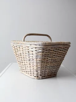 Vintage White Wicker Basket 17 Vintage White Wicker Basket -Chairish Shop vintage white wicker basket 7575