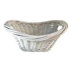 Vintage White Wicker Handled Basket