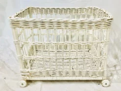 Vintage White Woven Wicker Storage Basket Cart 14 Vintage White Woven Wicker Storage Basket Cart -Chairish Shop vintage white woven wicker storage basket cart 0948 scaled