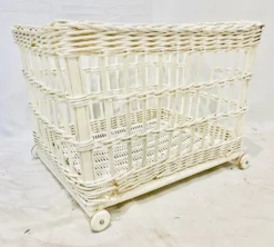 Vintage White Woven Wicker Storage Basket Cart 11 Vintage White Woven Wicker Storage Basket Cart -Chairish Shop vintage white woven wicker storage basket cart 2050 scaled