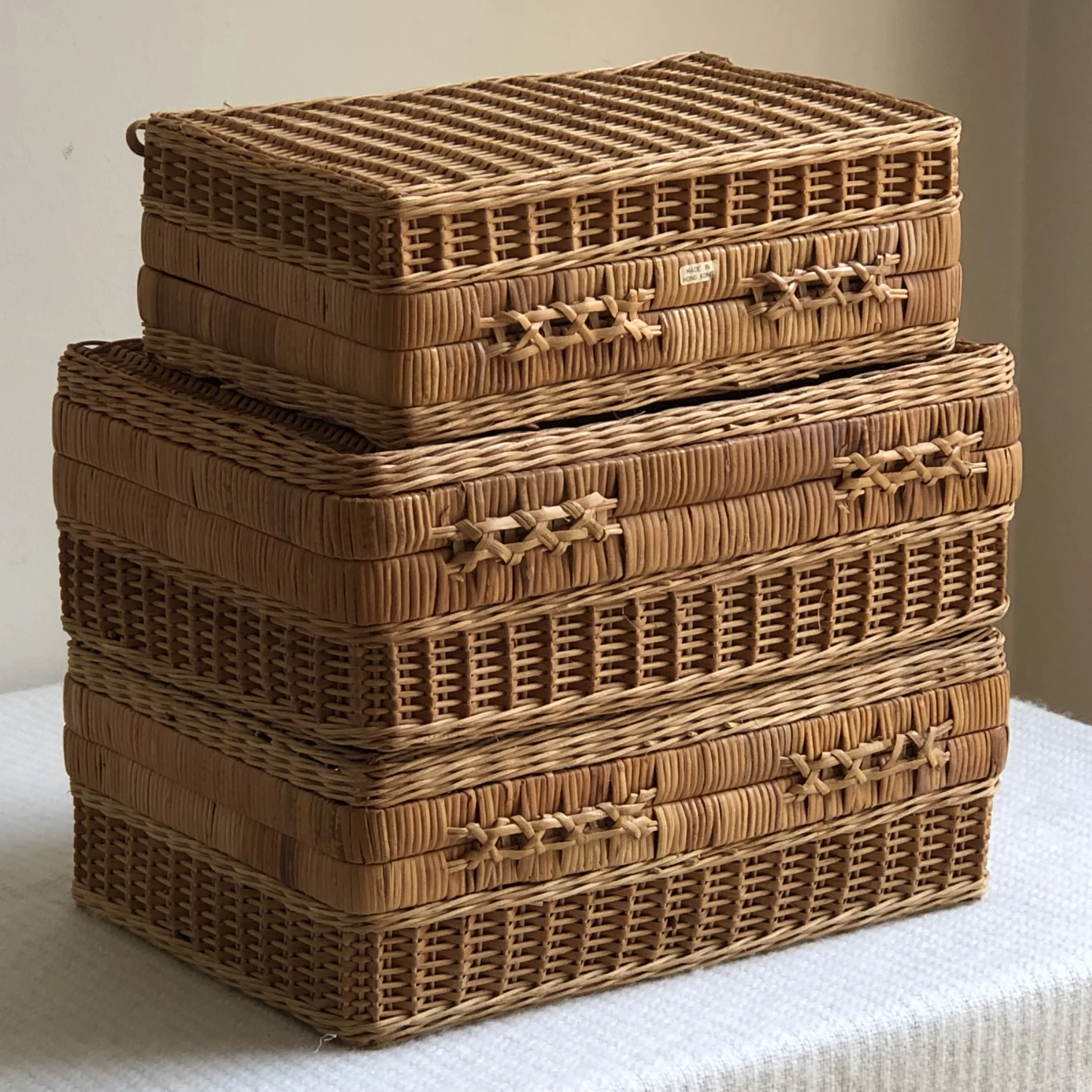 Vintage Wicker Basket Cases — Set Of 3 8 Vintage Wicker Basket Cases — Set Of 3 - Image 8