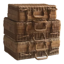 Vintage Wicker Basket Cases — Set Of 3