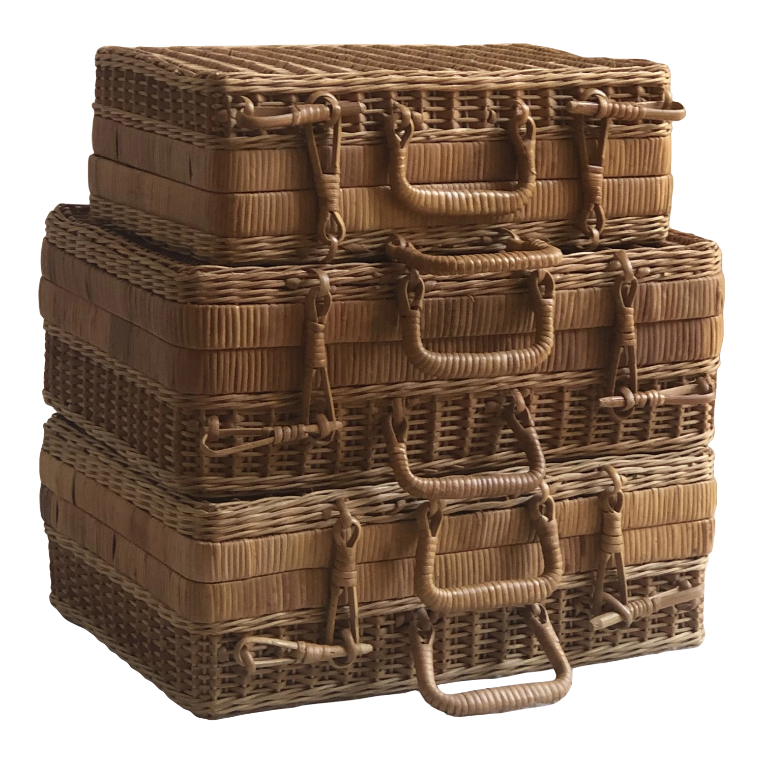 Vintage Wicker Basket Cases — Set Of 3 1 Vintage Wicker Basket Cases — Set Of 3