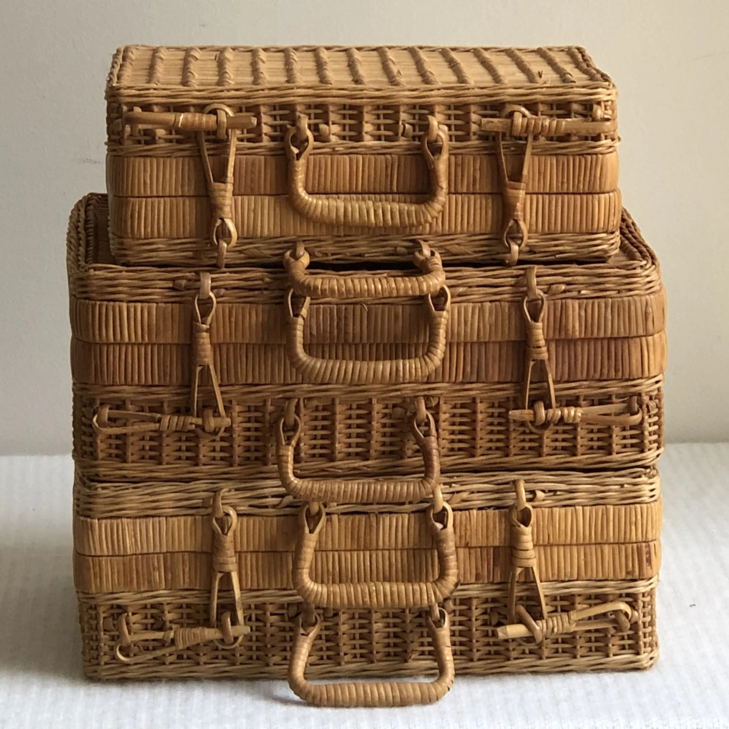 Vintage Wicker Basket Cases — Set Of 3 9 Vintage Wicker Basket Cases — Set Of 3 - Image 9