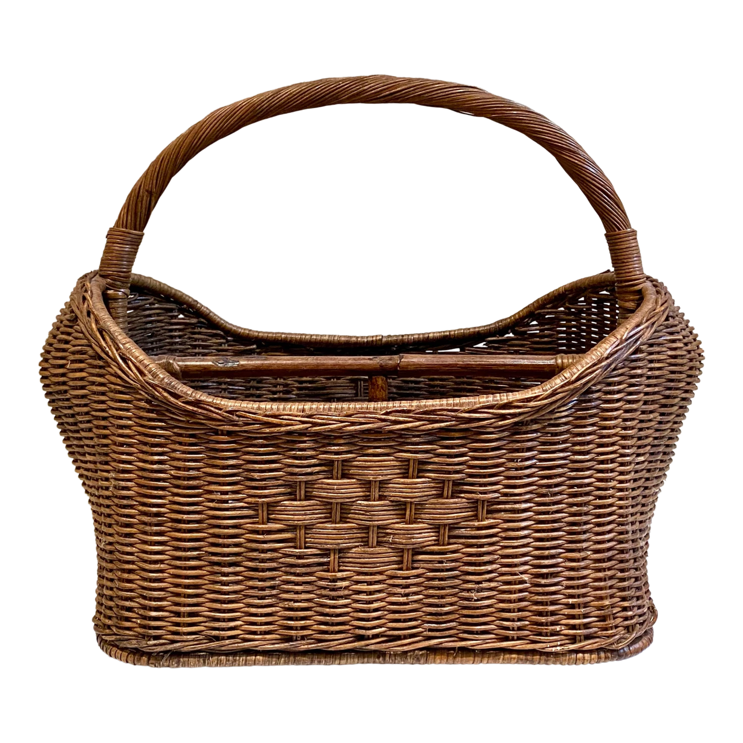 Vintage Wicker Magazine Basket With Woven Detail 1 Vintage Wicker Magazine Basket With Woven Detail