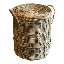 Vintage Wicker Storage Basket With Lid