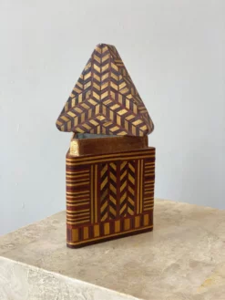 Vintage Wood Parquetry Lidded Box With Silver Foil Interior, Circa 1960s -Chairish Shop vintage wood parquetry lidded box with silver foil interior circa 1960s 7188 scaled