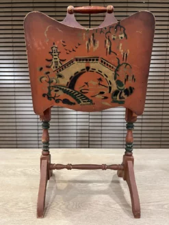 Vintage Wooden Magazine / Newspaper Rack Organizer With Chinoiserie Artwork -Chairish Shop vintage wooden magazine newspaper rack organizer with chinoiserie artwork 7870