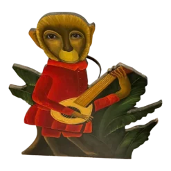 Vintage Wooden Monkey And Lyre Fornasetti-Style Umbrella Stand