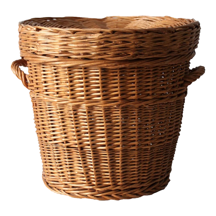 Vintage Woven Basket With Lid 1 Vintage Woven Basket With Lid