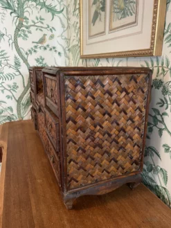 Vintage Woven Chinoiserie Or Palm Beach Rattan And Bamboo Table/Dresser Top Chest 12 Vintage Woven Chinoiserie Or Palm Beach Rattan And Bamboo Table/Dresser Top Chest -Chairish Shop vintage woven chinoiserie or palm beach rattan and bamboo tabledresser top chest 6662