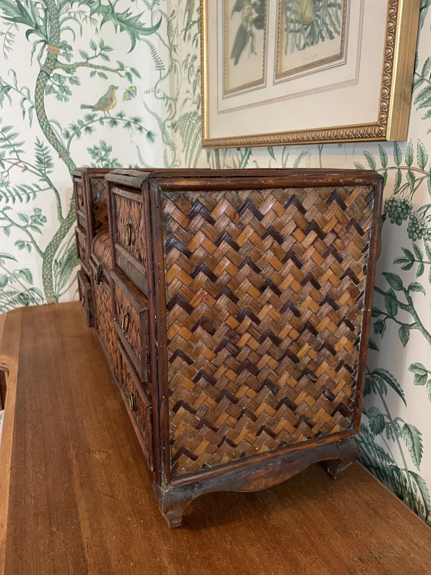 Vintage Woven Chinoiserie Or Palm Beach Rattan And Bamboo Table/Dresser Top Chest 3 Vintage Woven Chinoiserie Or Palm Beach Rattan And Bamboo Table/Dresser Top Chest - Image 3