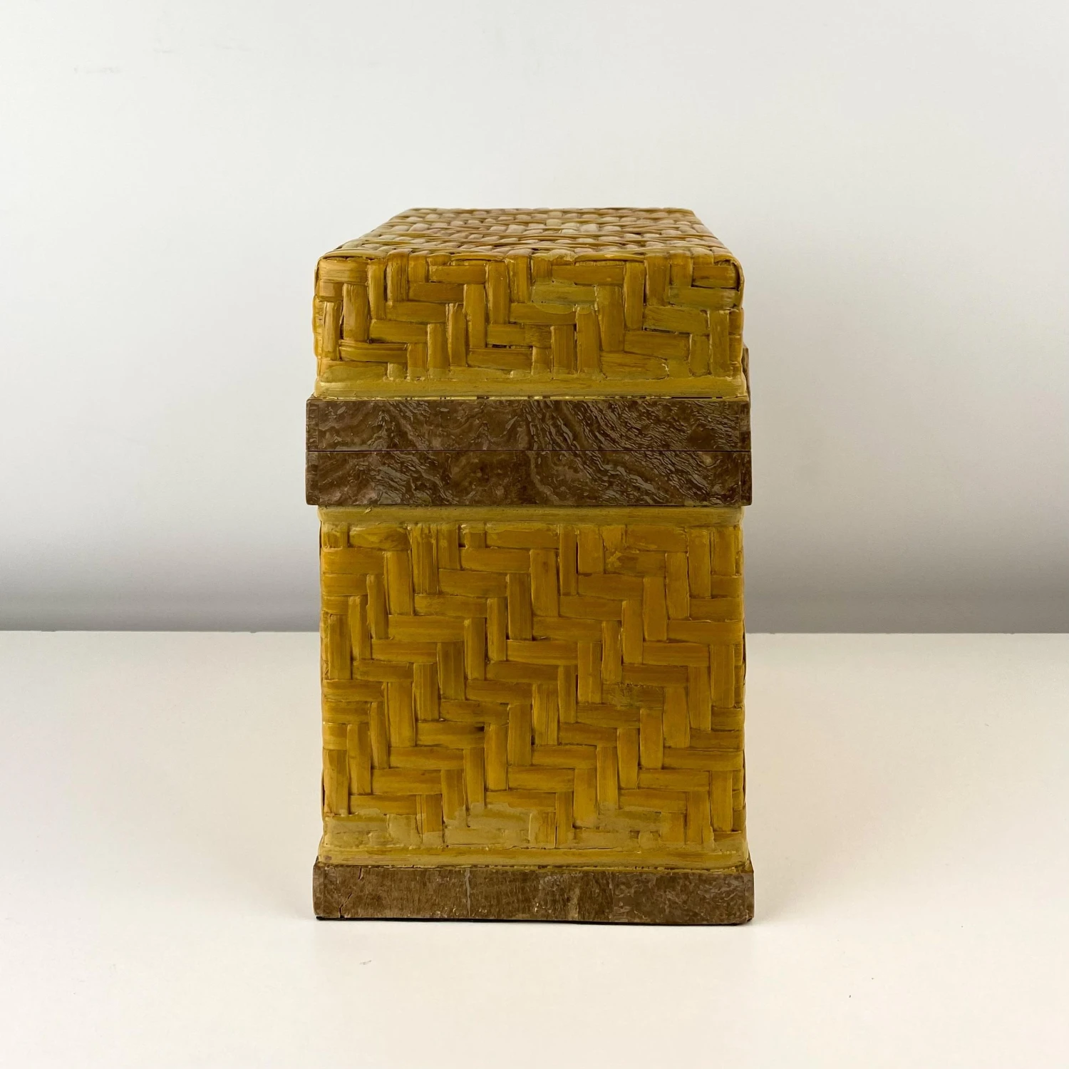 Vintage Woven Rattan And Onyx Tabletop Chest 3 Vintage Woven Rattan And Onyx Tabletop Chest - Image 3