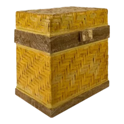 Vintage Woven Rattan And Onyx Tabletop Chest