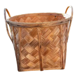 Vintage Woven Wicker Large Two Handled Basket